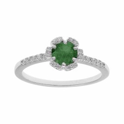 Ring zilver met groene steen en zirconia - 614104