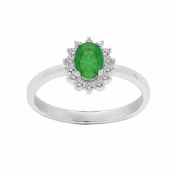 Ring zilver met smaragd en zirconia - 611560