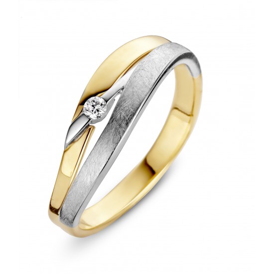 ring bicolor 18 kt met diamant - 603782