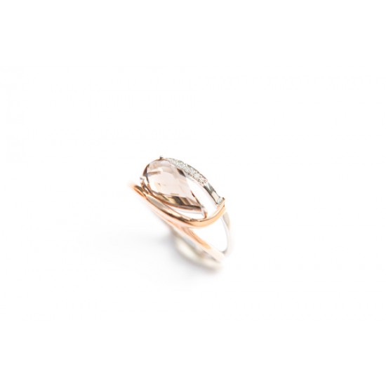 Ring bicolor rookkwartz met diamant - 605959