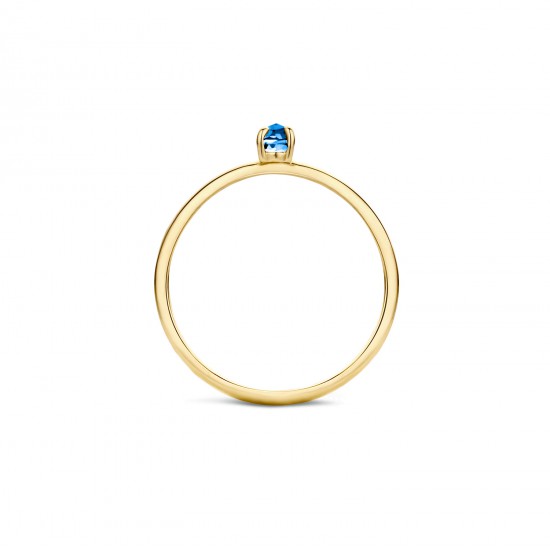 Ring 14 kt geel goud met London Blue Topaz - 609322