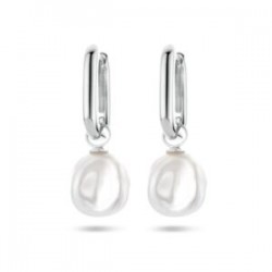 Creolen zilver met aanhangers zoetwaterparel - 616474