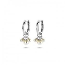 Creolen zilver met  3 kleine pareltjes als aanhanger - 616481
