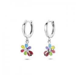 Creolen zilver met bloem - 616483