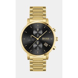 Chrono geelkleurige band zwarte wijzerplaat 5atm 43mm - 608427