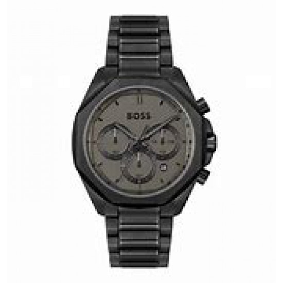 Boss chrono-zwarte pvd band en kast-zwarte wijzerplaat-44 mm-5atm - 613505