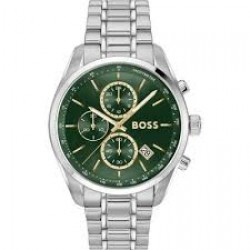 Boss Chrono-kast en band staal-groene wijzerplaat-44.5mm-5atm - 616683