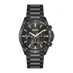 Boss Chrono-zwarte pvd kast en band-zwarte wijzerplaat-41mm-5atm - 616688
