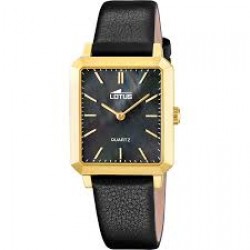 Lotus-geelkleurige kast-blauwe wijzerplaat-lederen band - 616595