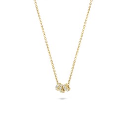 Ketting geelkleurig 14 kt met 3 hangertjes - 614891