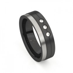 Ring Amici zwart staal 7mm cubic zirconia - 603581