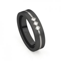 Ring amici zwart staal dwarsmat cz - 606651