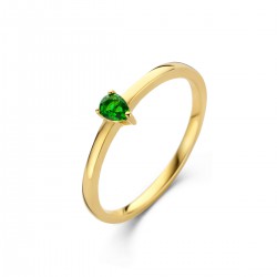 Ring geelkleurig met groene steen - 611149
