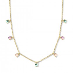 Ketting geelkleurig met hangende kleursteentjes - 611338