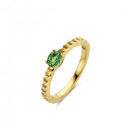 Ring geelkleurig met groene steen - 611341