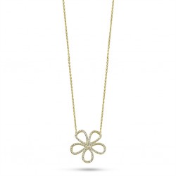Geelkleurig bloem met zirconia inclusief ketting - 615877