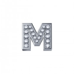 White gold letter M with diamonds - 606189