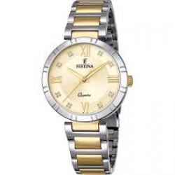 Festina-bicolor kast en band-geelkleurige wijzerplaat-5 atm - 616614