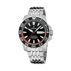 Festina staal Diver- zwarte wijzerplaat met rode accenten-20atm - 613375