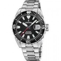 Festina Diver-kast en band staal-groene wijzerplaat en lunette-20atm - 615458
