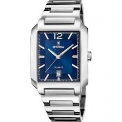 Festina-kast en band staal-blauwe wijzerplaat-5atm - 616637