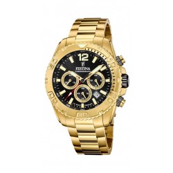 Festina-kast en band geelkleurig staal-zwarte wijzerplaat-10atm - 615708