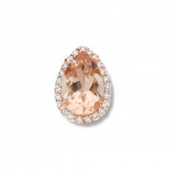 Hanger roségold met morganite perzik en diamant - 611297