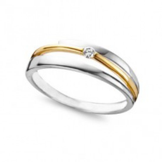 Ring bicolor goud met diamant - 604889