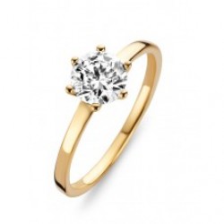 Solitairring geel goud met zirconium - 615962