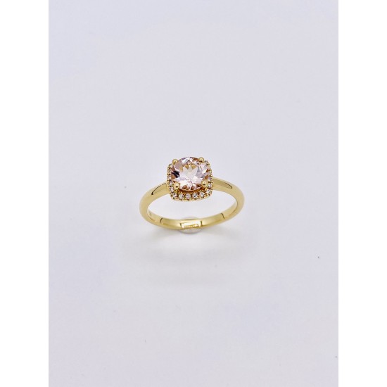 Ring geelgoud met diamant en morganite 0.90 ct - 611052