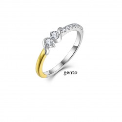 Ring zilver bicolor met zirconia - 615041