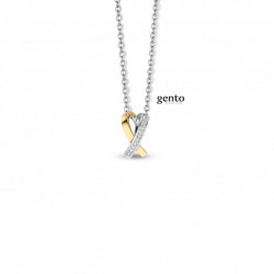 Hanger bicolor met zirconia inclusief ketting - 612237