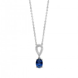 Hanger met blauwe steen en zirconia inclusief ketting - 616708
