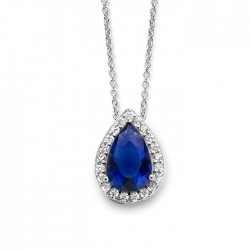 Hanger met blauwe steen en zirconia inclusief ketting - 616656
