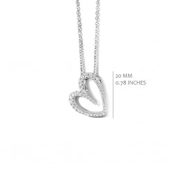 Hart zilver met zirconia inclusief ketting - 615596
