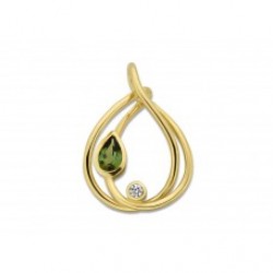 Hanger geel  met zirconia en groene toermalijn - 615974
