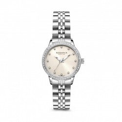 Montreux- kast en band staal-beige wijzerplaat-lunette met zirconia -5atm - 614065