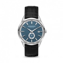La Villette small seconds-kast staal-band leder-blauwe wijzerplaat-5atm - 615575