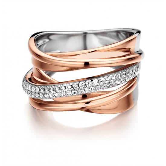 ring zilver rosékleurig met zirkonia - 603038