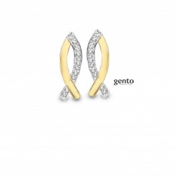 Oorringen bicolor met zirconia - 615733