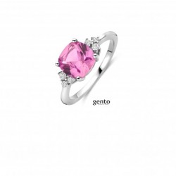 Ring zilver met roze steen - 616003