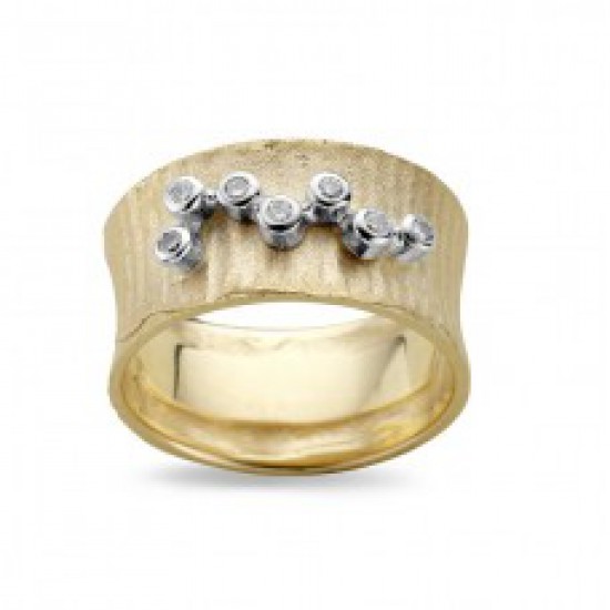 Ring bicolor goud met zirkonia - 24502