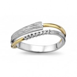 Ring bicolor met zirconia - 601650