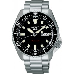 Seiko 5 sports -band en kast staal-zwarte wijzerplaat-42.5 mm-10atm - 616437