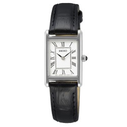 Seiko-stalen kast-zwart leder band-witte wijzerplaat-268.4x18.9mm-3atm - 612890