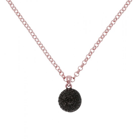 ketting met hanger rosékleurig zwarte stenen - 603163