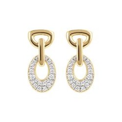 Golden CZ gemstone dangle earrings zirconia - 611578