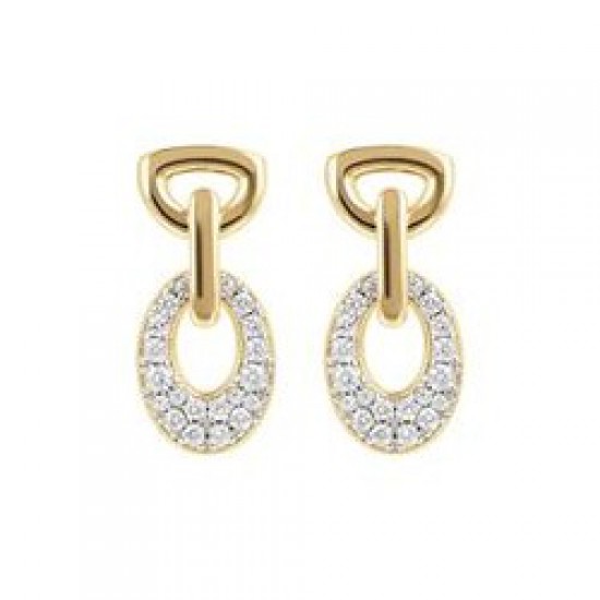 Golden CZ gemstone dangle earrings zirconia - 611578