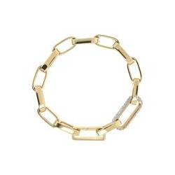 Golden polished oval link zirconia bracelet - 611574