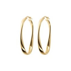 Golden polished-twisted oval hoop earrings - 611579